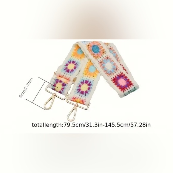 Shoulder Strap Crochet Strap with Buckle for Purse Crossbody Granny Square Strap - Picture 2 of 3